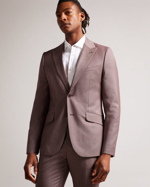 BYRONJ-Suits-A refined take on the classic suit, our BYRONJ blazer features single-breasted buttons and a peaked lapel. This style is perfect for layering over a crisp shirt and adding some panache to your weekday wardrobe. Blazer Virgin wool Peaked lapel Single breasted buttons Long sleeved Pockets Ty is 6'1" / 1.86m and wears Medium Pink in a Ted size 3- Ted Baker Romania